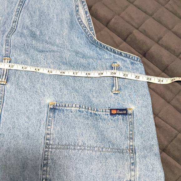 Route 66 Light Wash Denim Cuffed Jean Overall Carpenter Shorts - Picture 9 of 11